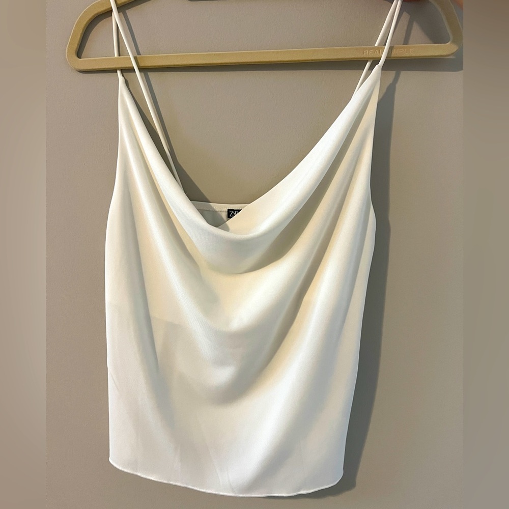 Zara white cowl neck tank